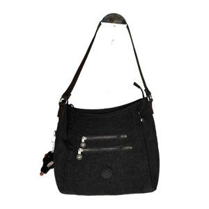 Kipling Live Light Crinkle Nylon Black Handbag Purse with Gorilla Zipper Pockets